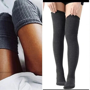 Ribbed Thigh High Socks